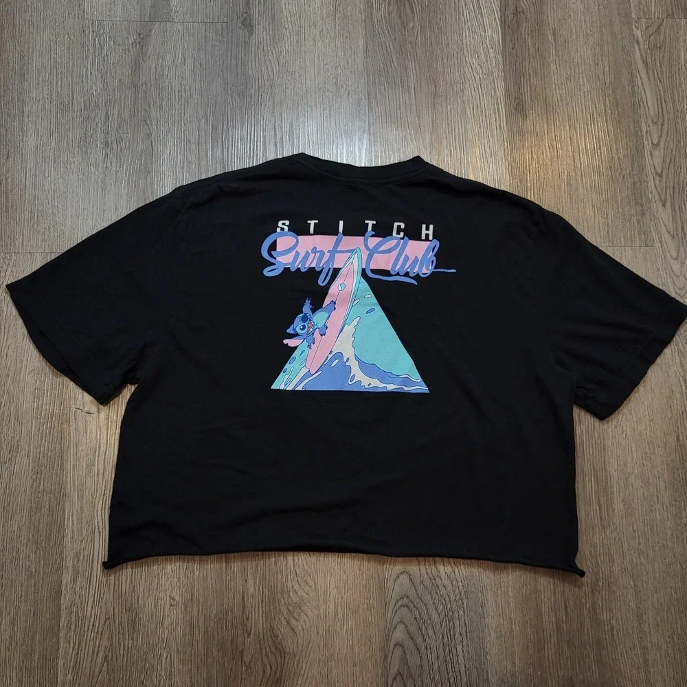 Disney‎ Lilo & Stitch Crop Top T-Shirt Women's Sze M Black